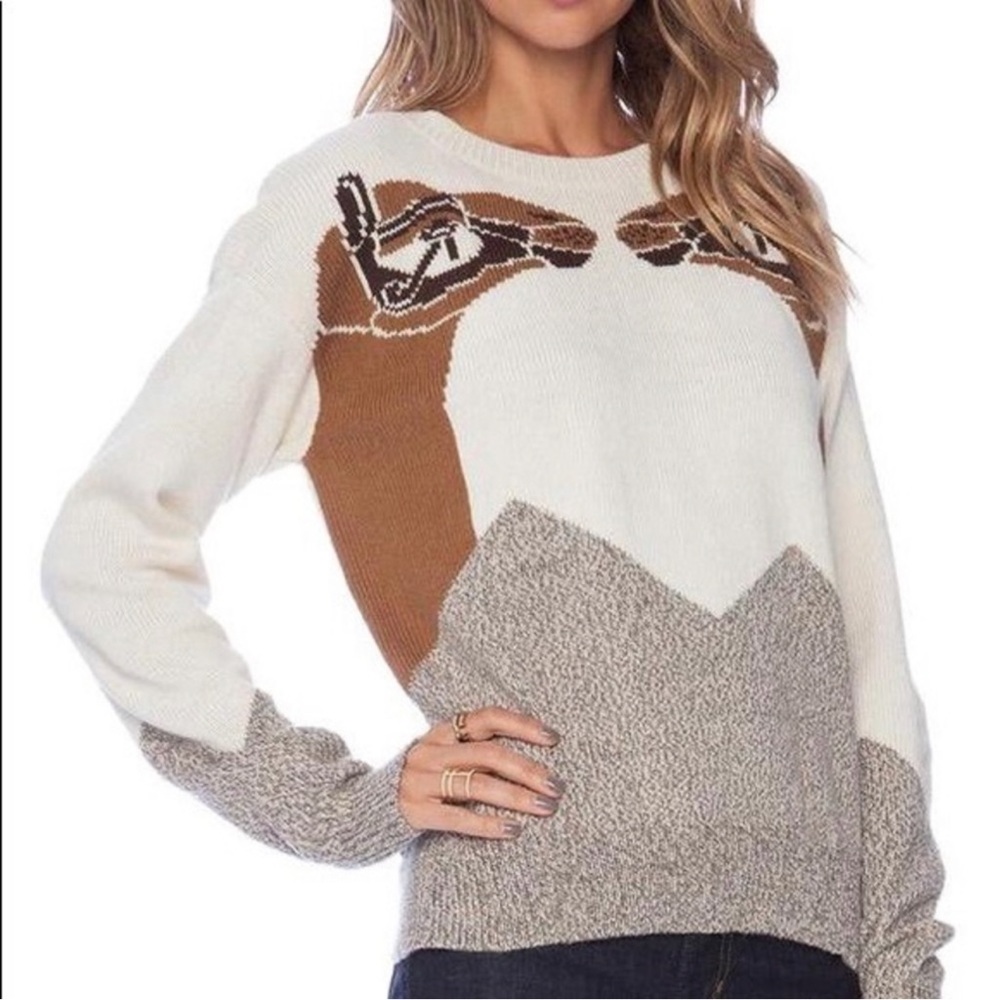 Mara Hoffman Runway Mirrored Camel Head Crewneck Alpaca Blend Sweater XS Rare - Picture 4 of 16